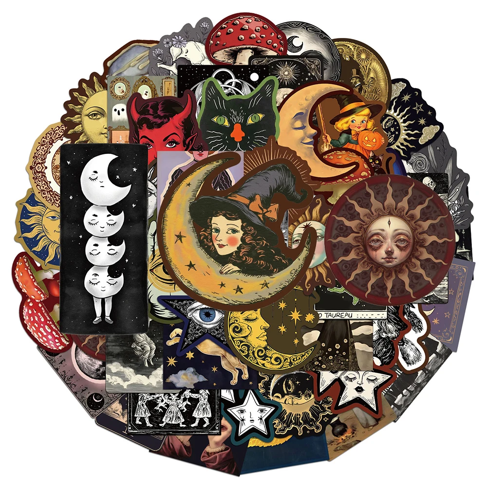 

10/30/50pcs Cool Gothic Mysterious Universe Stickers Horror Witch Skull Cartoon Decals Laptop Guitar Phone Bike Sticker Packing