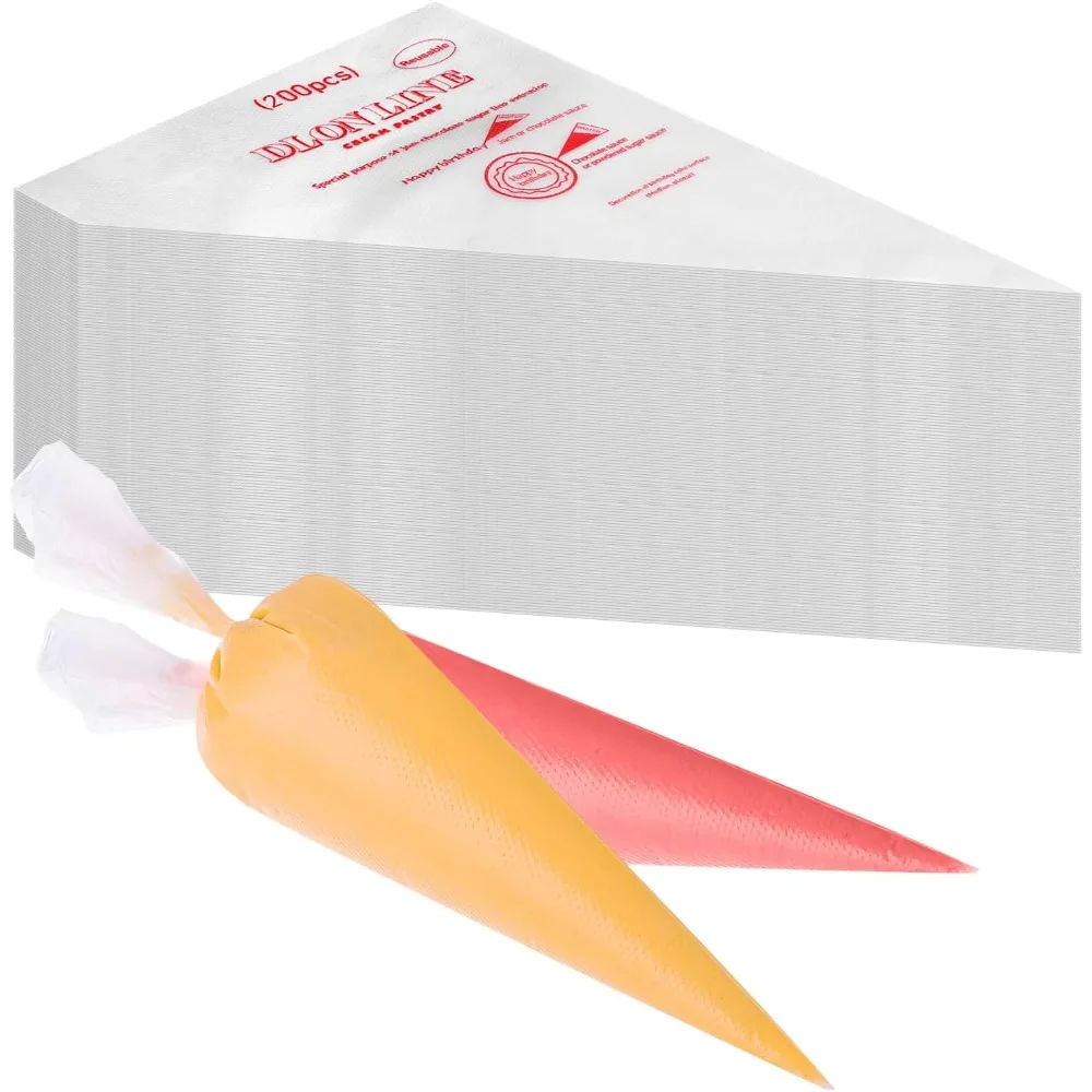 

200 Pcs Disposable Cream Pastry Bag Cake Icing Piping Decorating Tool Cupcake Decorating Piping Icing Bag (Red)