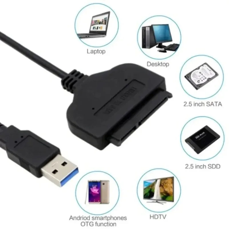 Kabel GRWIBEOU USB 22PinSATA, adapter SATA na USB 3.0 i 2.0, złącza obsługujące dyski SSD i HDD 2,5 cala, adapter SATA na USB