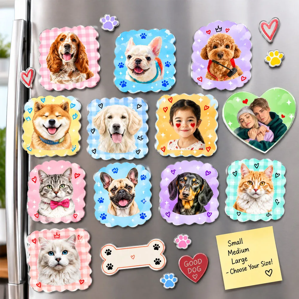 Personalized Portrait Photo Fridge Acrylic Magnet Custom Photo Fridge Magnet Family Photo Custom Keychain Home Decoration  Gifts