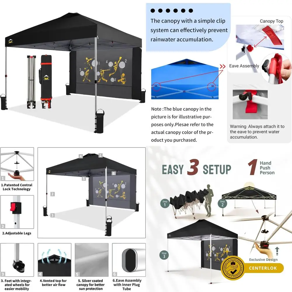 

10x10 Instant Pop Up Canopy Tent with Game Netting - Easy Setup Beach Shade for Outdoor Events and Parties