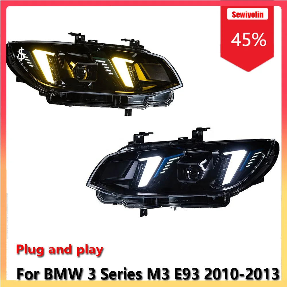 

Автомобильные светодиодные фары, детали для BMW 3 серии M3 E93 2010-2013, двухцветные противотуманные фары DRL, стоп-сигнал поворота, Plug and Play