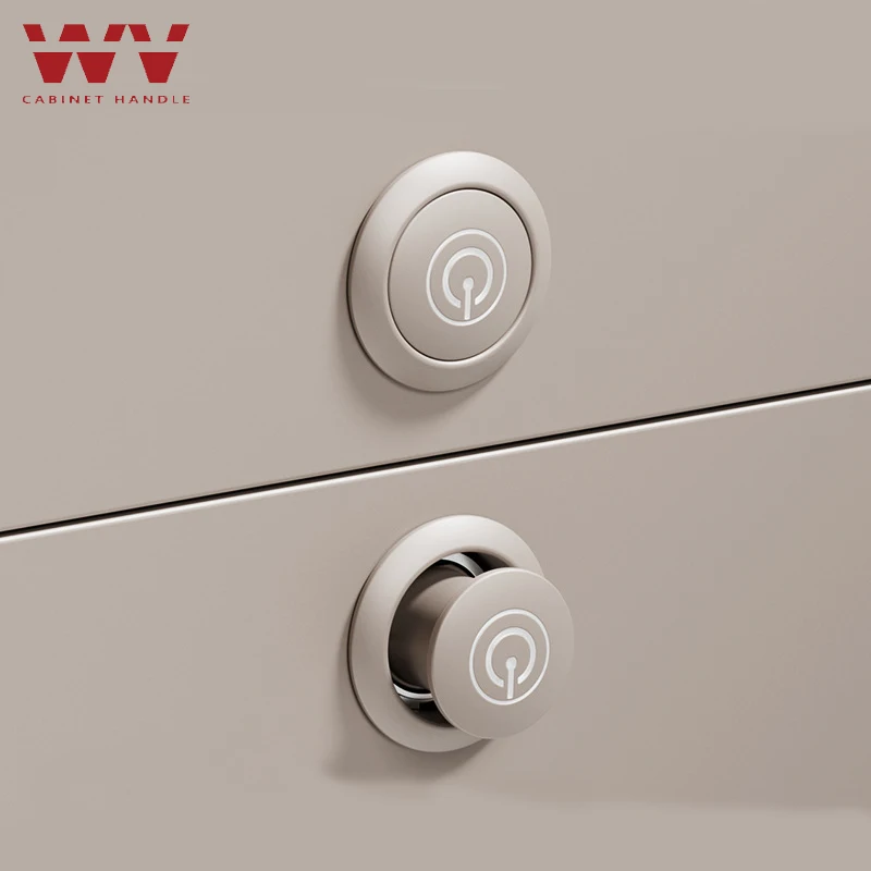 

Tatami bouncing handle concealed recessed invisible circular spring presses the fire door, concealed drawer cabinet door hand