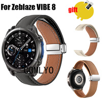 For Zeblaze VIBE 8 Strap Leather Genuine Folding Magnetic Buckle Soft Smart Watch men Band Screen protector film