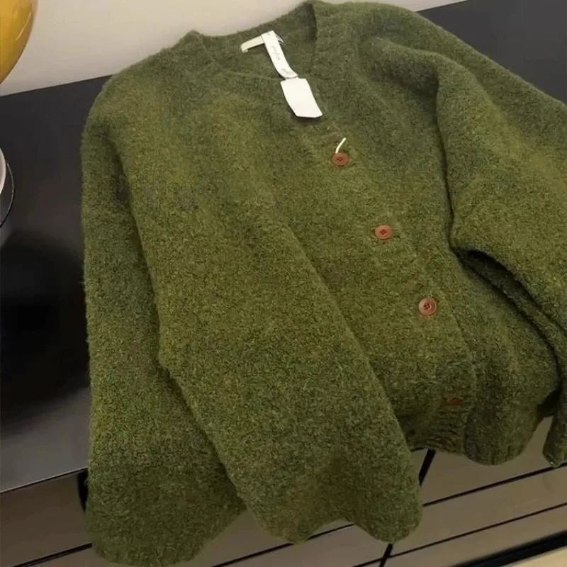 

Винтажный вязаный кардиган, высококачественный свободный мягкий свитер в стиле lazy-шик.