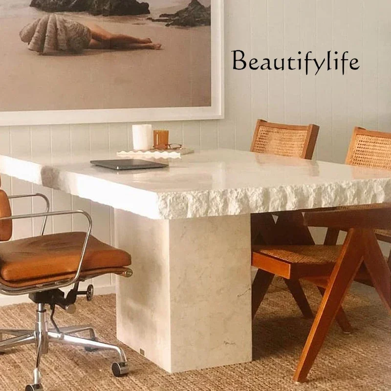 C Old Dining Table Rectangle Medieval Natural Eating Table Broken Travertine Wabi Sassafras Marble Design