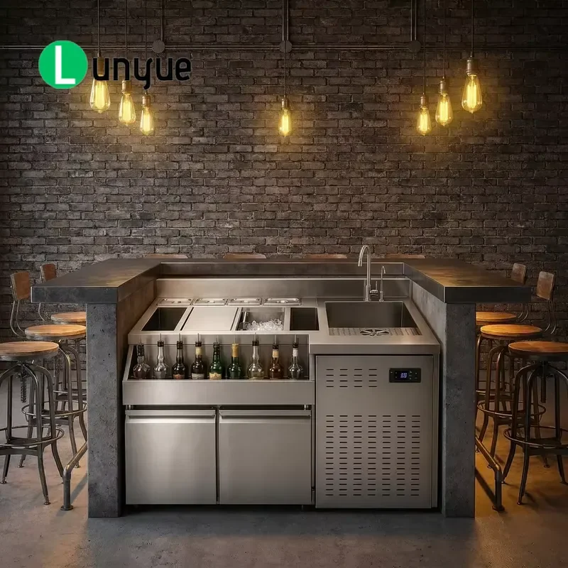 ODM Stainless Steel 201 Cocktail Workstation Sink Glass Rinser Eco Mode Energy Efficient Bar Equipment for Professional
