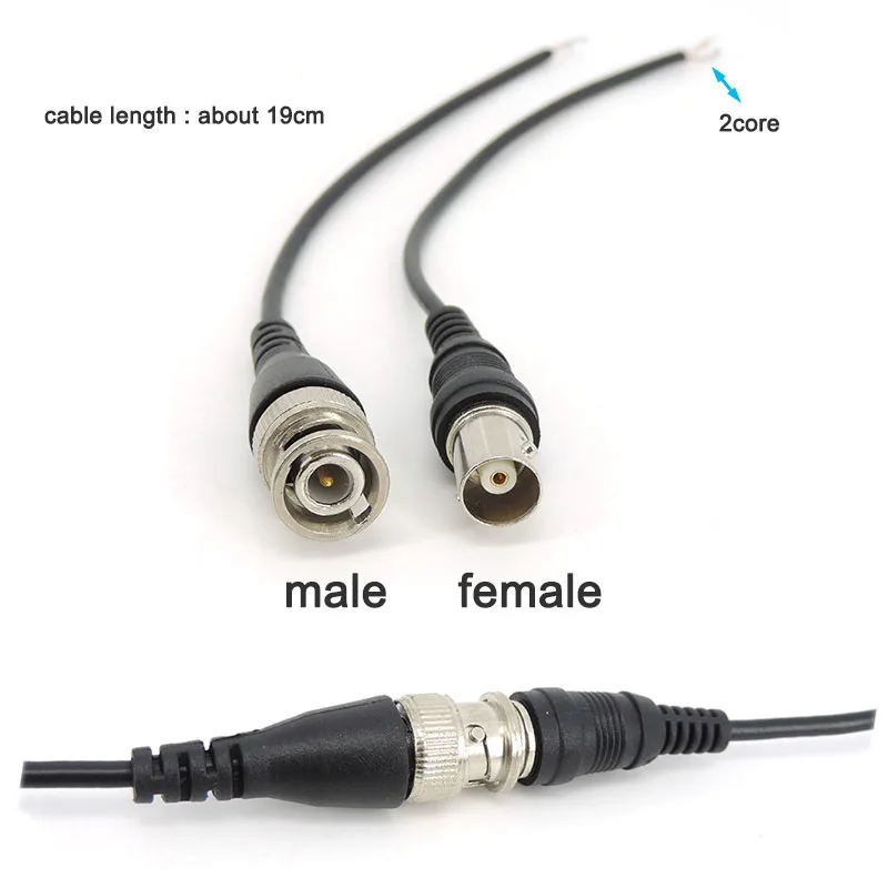 BNC male female cable shielding plug connector Pure copper jumper Q9 monitoring coaxial signal video tail 19cm Welding free E1