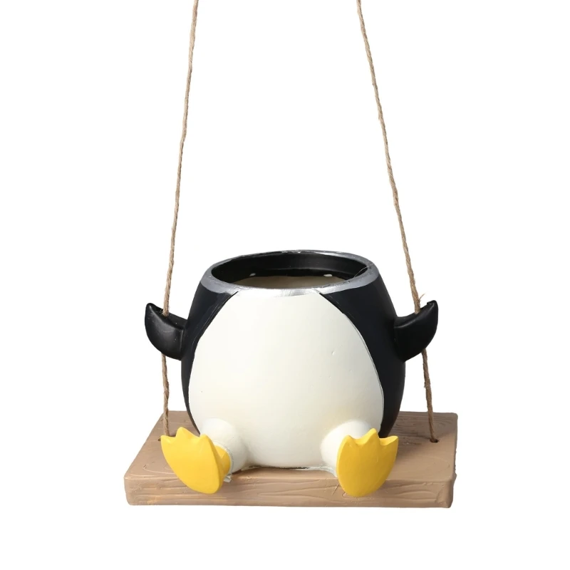 

Hangings Swing Penguins Planter Pots Penguins Planter for Indoor Outdoor Plant Penguins Flowers Pots Succulents Pots