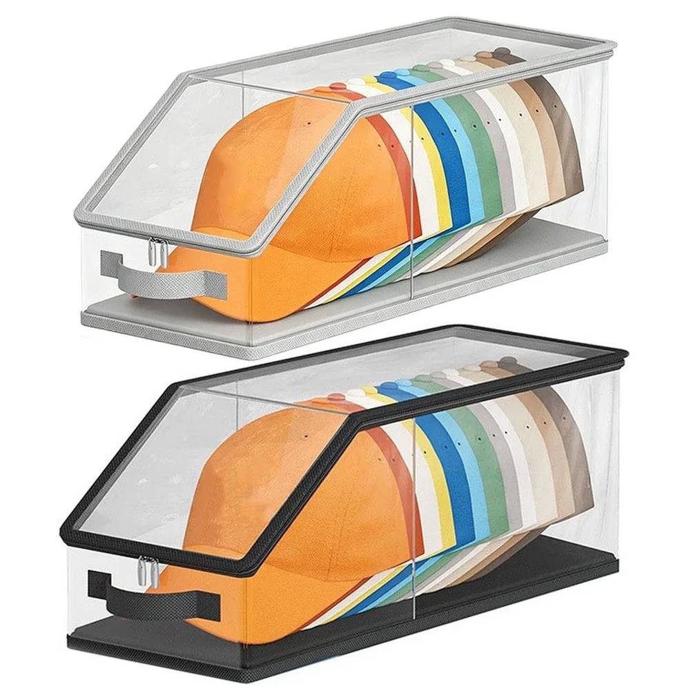 For Baseball Cap Storage Box Clear Material with For Cardboard Base Stackable Design for Closet Space Optimization
