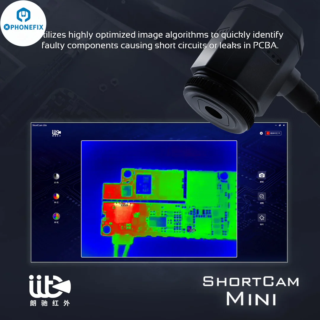 كاميرا تصوير حراري ShortCam ، رقبة معقوفة مرنة ثلاثية الأبعاد صغيرة ، أداة تشخيص أعطال PCB ، الكشف السريع ، معارك تسرب IC