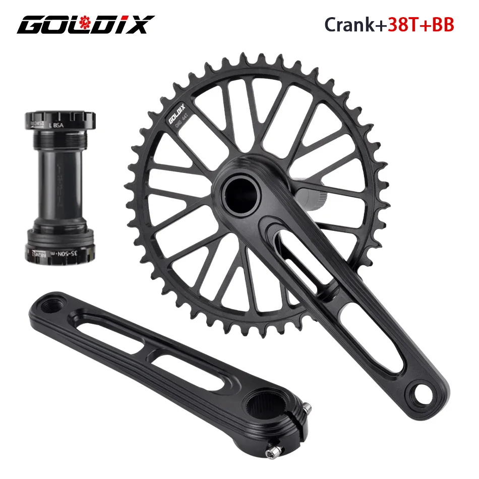 GOLDIX Ultraleichte Rennrad-Kurbelgarnitur, CNC-Kurbel, 165/170/175 mm, 50–34 Zähne, 52–36 Zähne, 53–39 Zähne, ohne Logo, für 3 Bolzen direkt
