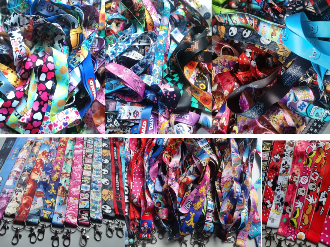 

100 Pcs mix Cartoon Anime Randomly Different Lanyard Phone Rope ID Card Badge Holder Neck Strap Cartoon Keychain Gift