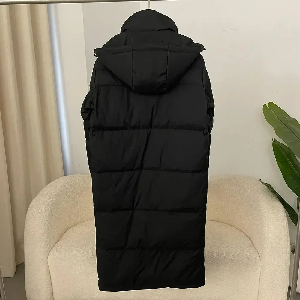 Piumino in oro nero Autunno Inverno Piumino classico da donna lungo sopra il ginocchio Piumino d'anatra bianco Cappotto casual caldo addensato