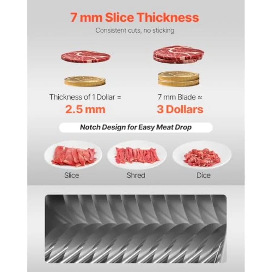 مجموعة شفرات من الفولاذ المقاوم للصدأ مقاس 7 مم لآلات تقطيع اللحوم التجارية مثالية لتقطيع اللحوم بدون عظم وتطبيق القطع الدقيق