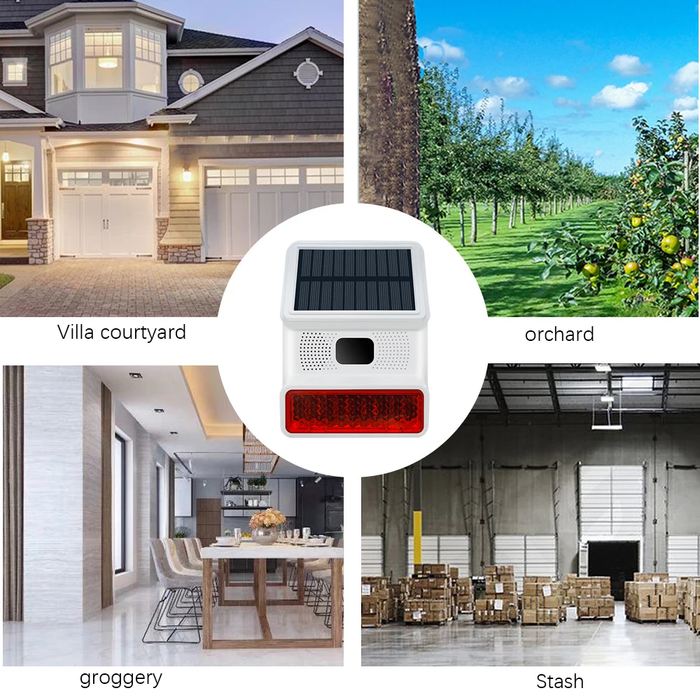 Solar Sound Strobe Light Alarm IR Induction Anti-interference Waterproof Motion Detector for Home Farm Barn Villa Yard Security