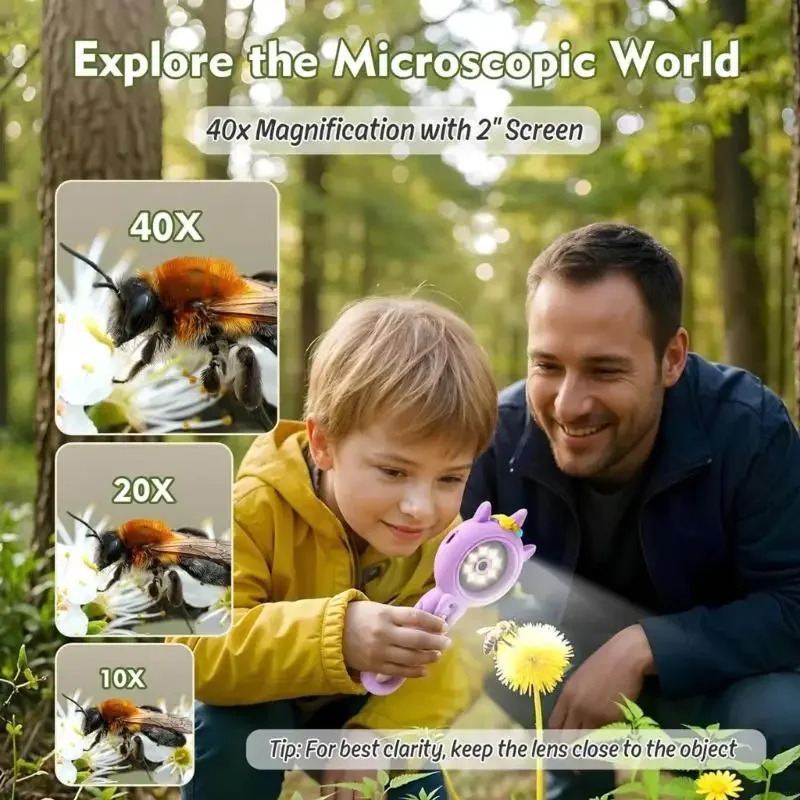 Handheld Childrens Science Exploration Tool Rechargeable Digital Enlarger With LCD Screen For Observing Particulars 15UB
