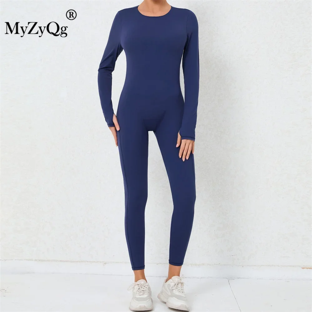 MyZyQg Women Ballet Dance Aerial Finger Cuff  Yoga Jumpsuit Fitness Sports Long Sleeve Tracksuit Bodycon Workout Sportswear