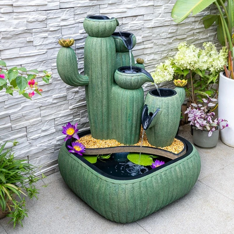 Outdoor fish pond landscaping courtyard, floor-to-ceiling large water feature outdoor finished product