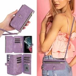 Crossbody Case for Samsung Galaxy S25 Ultra S23 S24 FE S22 Plus + A56 A36 A26 A16 A06 A55 A54 A35 A15 5G A05S Cards Wallet Cover