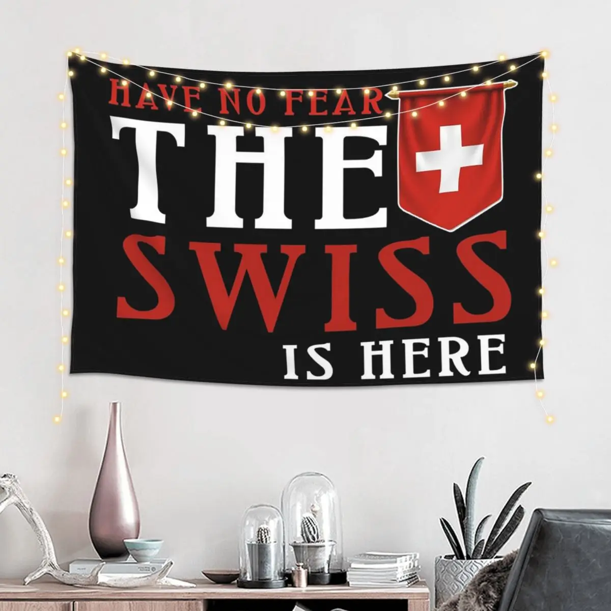Swiss Switzerland Flag Tapestry Art Wall Hanging Aesthetic Home Decoration Tapestries for Living Room Bedroom Dorm Room