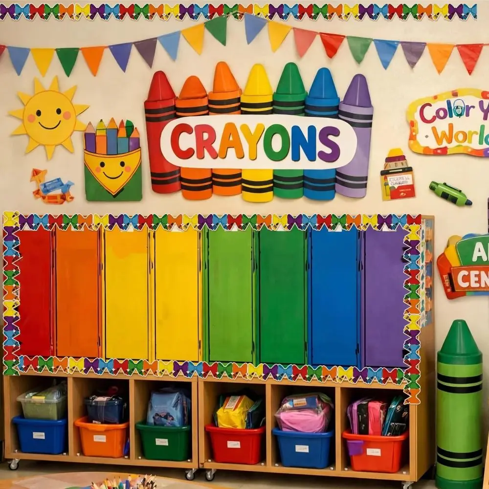 Self Adhesive Bulletin Board Border Sticker Cartoon Pattern Cuttable Wall Decor Trim Roll Design 10m/roll