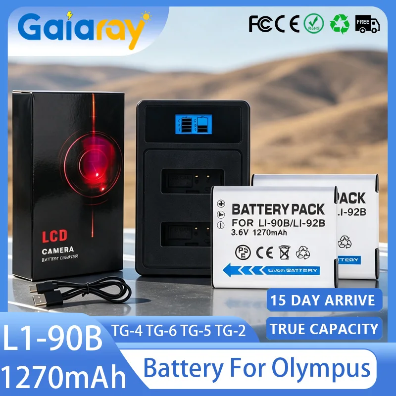 Li-92B Li-90B Battery Li 90B LED USB Dual Charger for Olympus Tough TG-5 TG-4 TG-6 TG-2 TG-1 SH-1 SH-2 SH-60 SH-5 Camera Battery