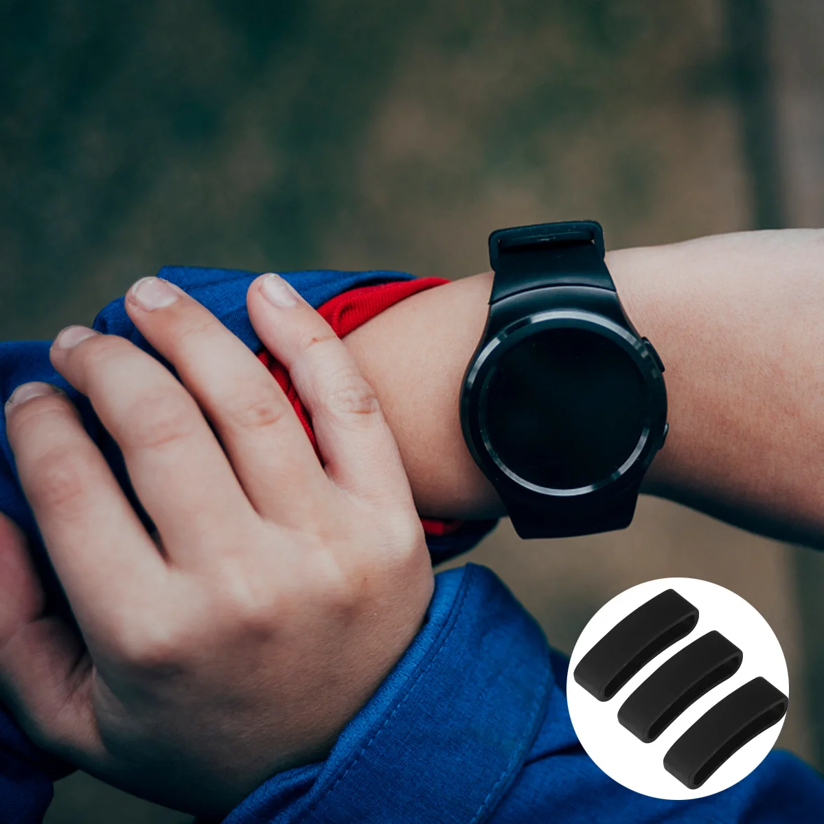 Lot de 3 boucles de bracelet de montre noires en silicone, antidérapantes et élastiques, compatibles avec Suunto Core