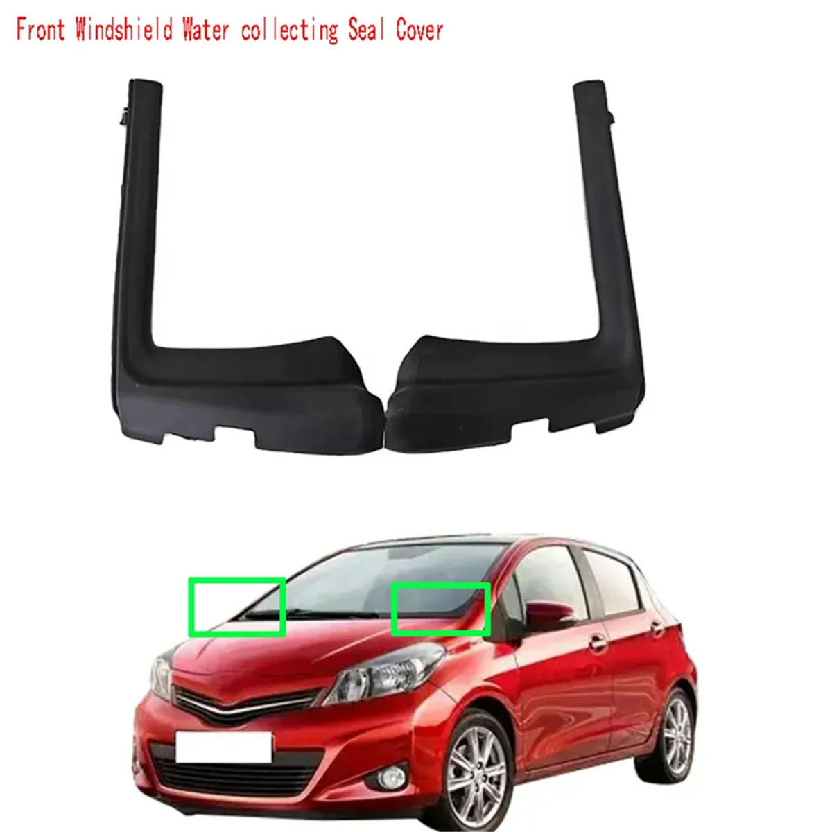 #209H 2Pcs Front Windshield Water Collecting Seal Cover for Toyota Yaris Vitz NSP130 2015-2017 (Black)