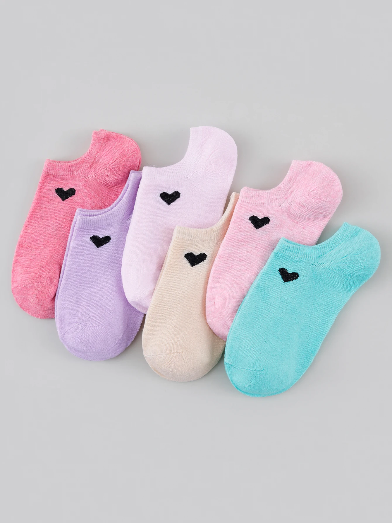1/5/10/15/20 Pairs Random Women's Ins Summer Trendy VersatileComfortableSweat-Absorbent Breathable Heart Pattern Invisible Socks