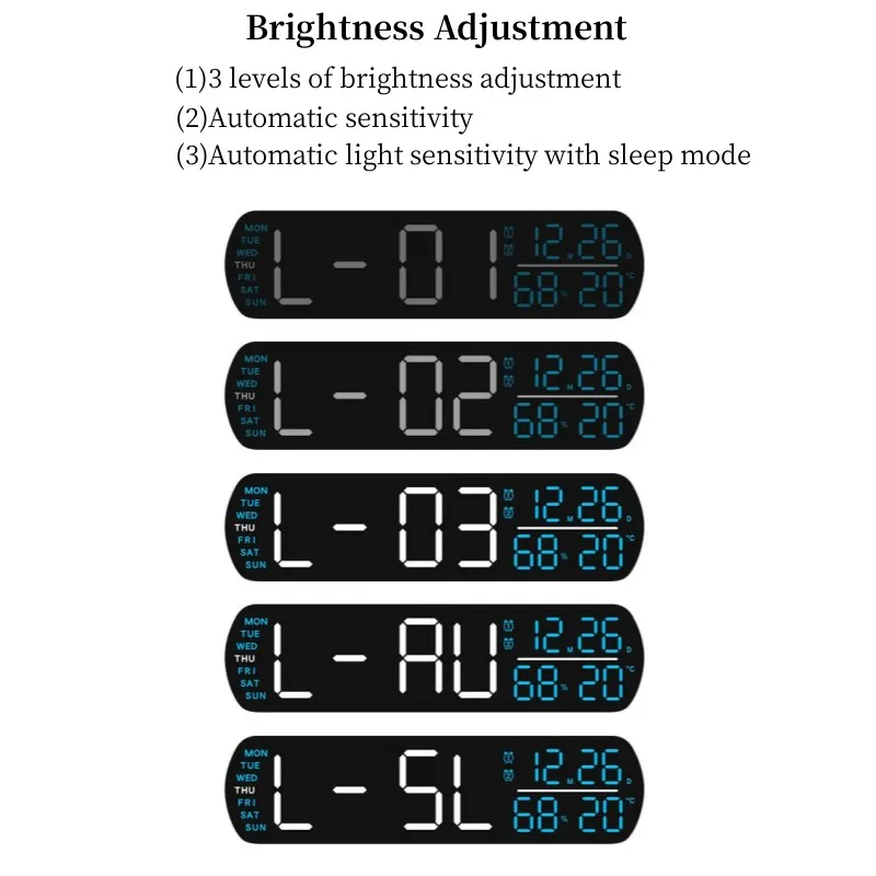 Digitaler Wecker TEMP Luftfeuchtigkeit Datum 2 Alarme Countdown-Timing DST Snooze Tischuhr Auto dimmbar 12/24 Stunden LED-Uhr für Dekor – Detail 13
