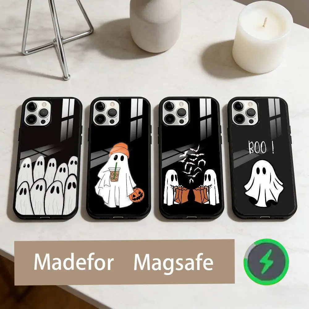 

C-Cute Ghost Phone Case For iPhone17,16,15,14,13,12,11 Plus,Pro Max Magnetic For Magsafe Wireless Charging