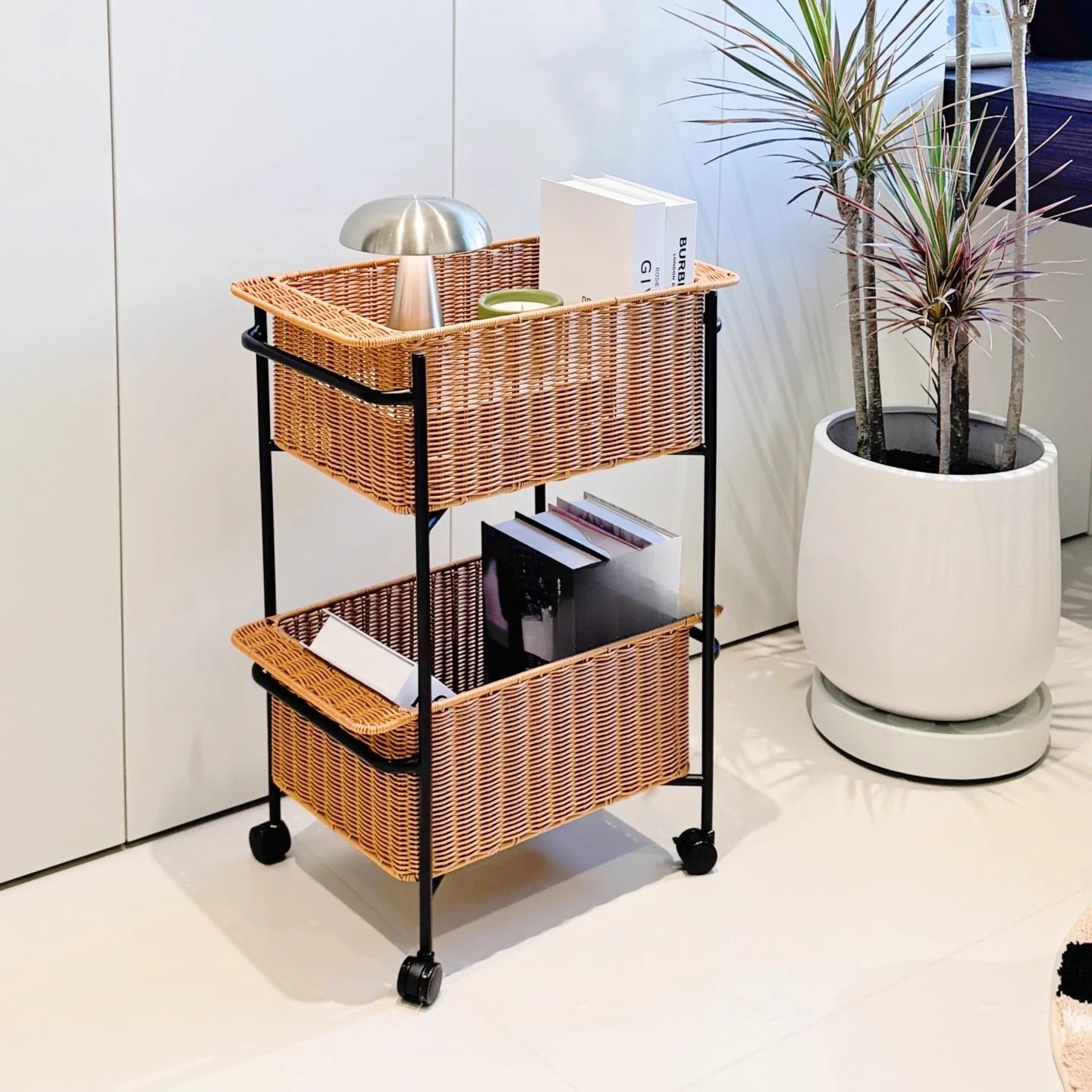 Shelf Snack Storage Rack Cart Floor to Floor Living Room Sofa Side Mobile Push-pull Bathroom Bathroom Storage Basket
