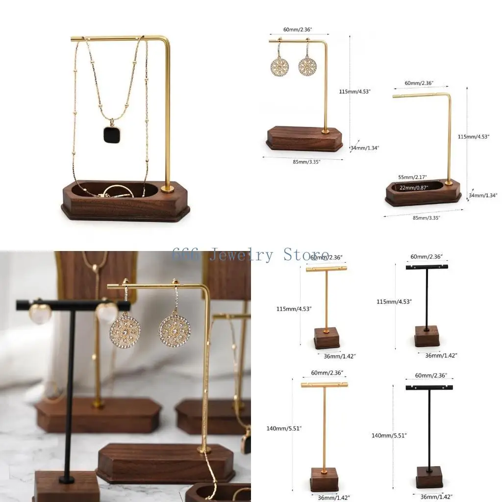 

F2TD Jewelry Display T-Shape Bar Earrings Show Stand Shelf Wood Rings Holder Rack Jewelry Organizer for Home Decoration