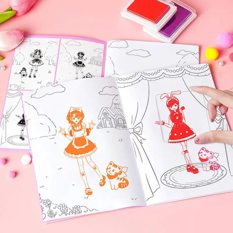 

Dress Up Stamp Book Collecting Book Dress Up Stamp Toy Colorful Girls Costumes Game Travel Play Set Toy For Creative Fun