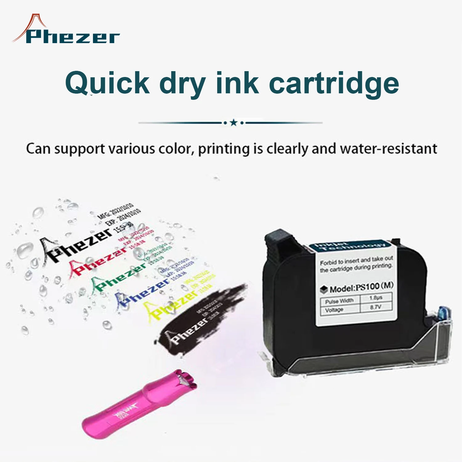 Phezer PC11plus Printer portabel Bar QR, kaus kedaluwarsa Logo nomor tanggal kode 12.7mm, Label Mini Printer Inkjet genggam