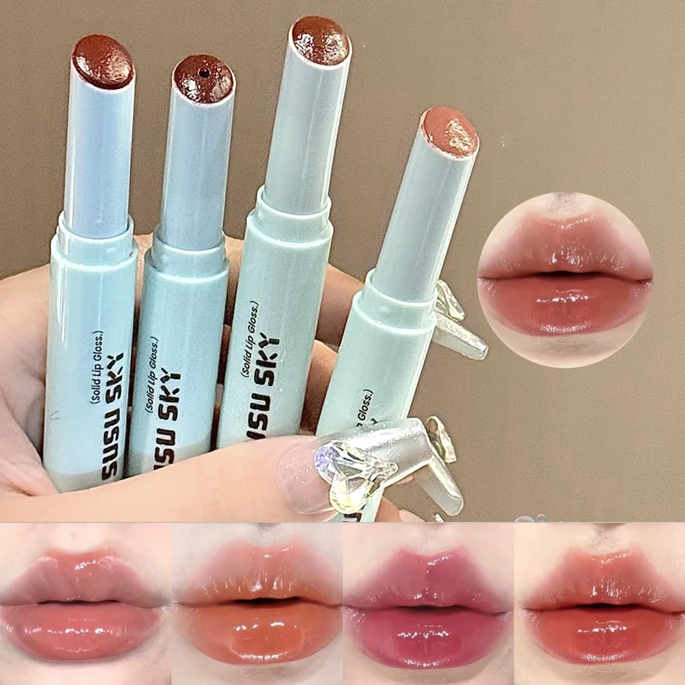 Jelly Solid Lip Gloss Mirror Orange Red Moisturizing Watery Colored Lip Balm Non-stain Cup Long Lasting Plumping Lipstick Makeup