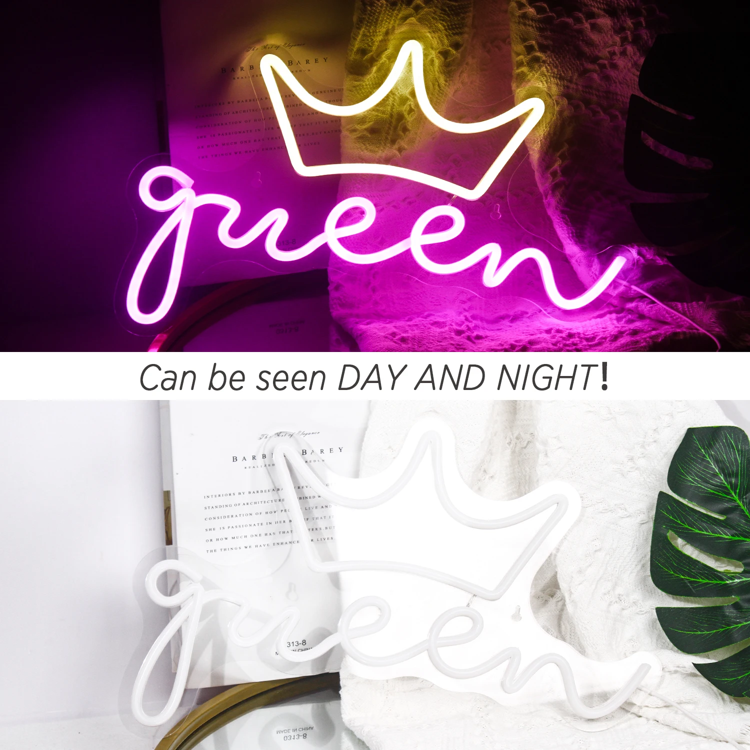 Queen Led Neon Sign Acrylic Handmade LED Neon Girl Bedroom Decor Prom Beauty Salon Store Birthday Party Wall Hang USB Neon Light