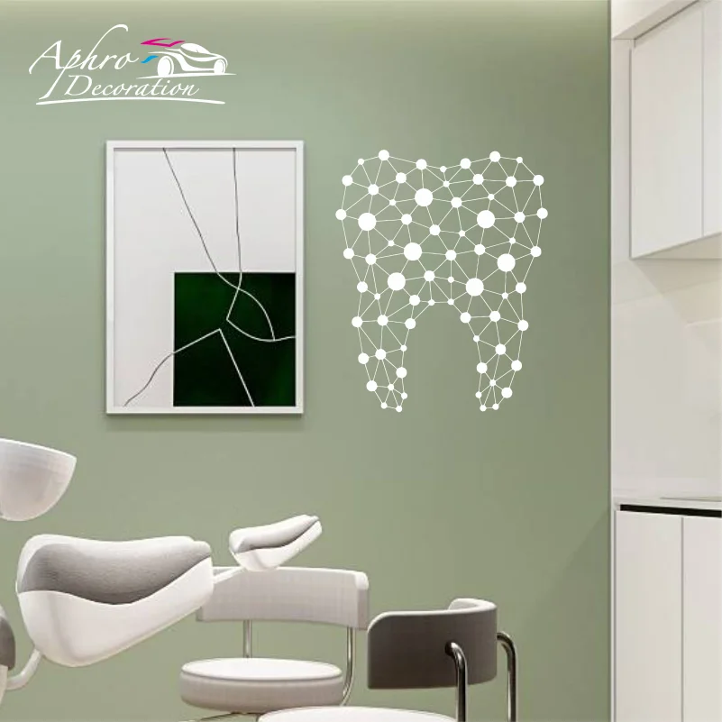 Geometric Abstract Tooth Dentist Doctor Hospital Dental Clinic Vinyl Wall Stickers Interior Window Decoration Decals Murals