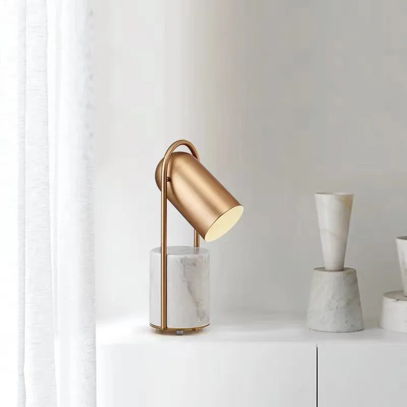 Candeeiro de mesa de mármore simples nórdico criativo abajur de metal candeeiro de cabeceira para quarto