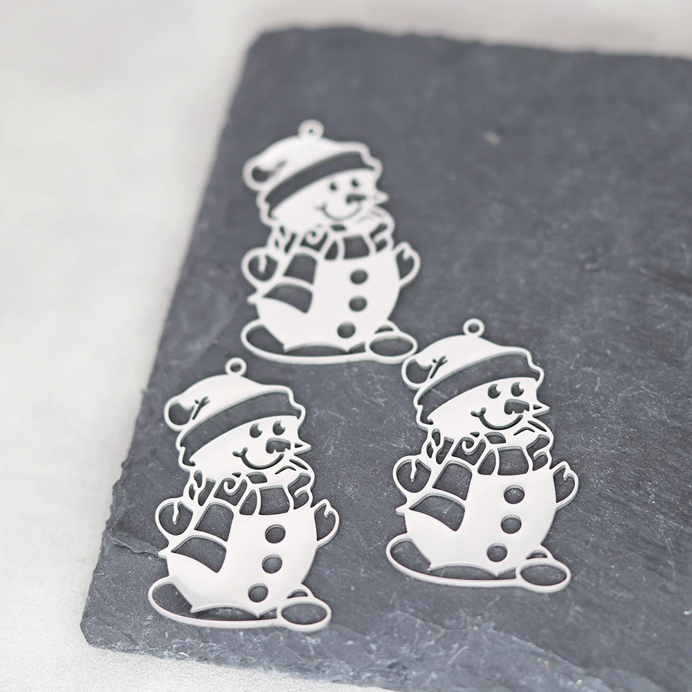 3pcs Stainless Steel Cute Christmas Yeti Pendant DIY Craft Earrings Necklace Women Charms for Jewelry Making Christmas Gifts