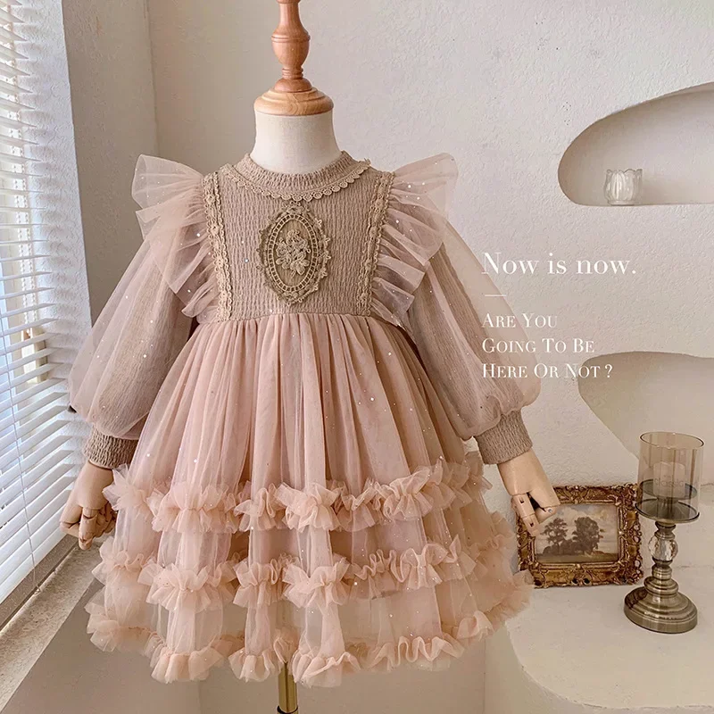 Girls Baby Princess Tulle Skirt Tulle Dress New Autumn Style Kid Long-sleeve Dress Baby Girl Toddler Fall Dress Princess Skirt