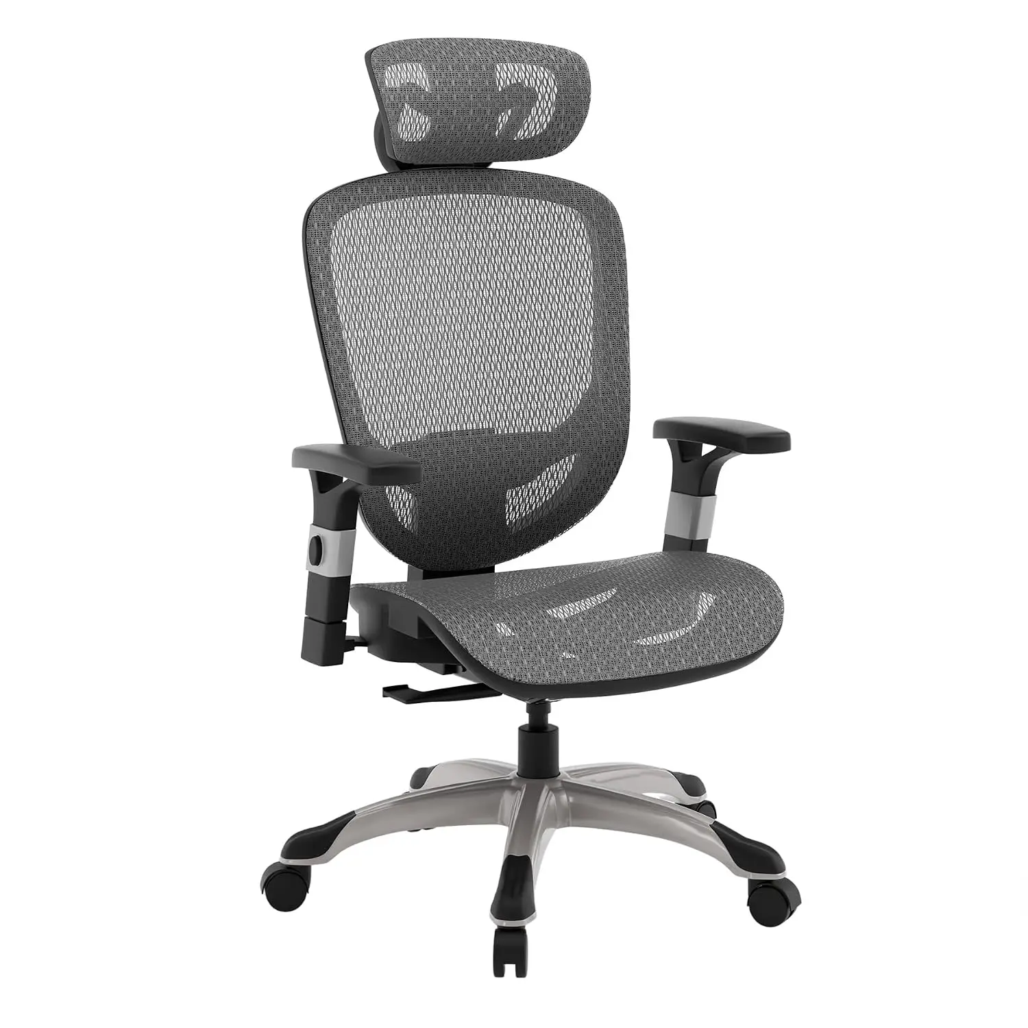 Ergonomic Mesh Task Chair with Lumbar Support, Swivel, Gray, A comfortable everyday seating option