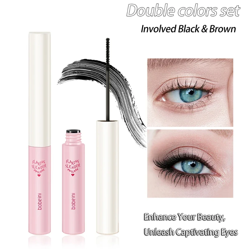 Silk Fiber Curling Mascara Ultra Fine Brush Lengthening Volumizing Waterproof Smudge Proof Long Lasting Eye Safe Quick Drying