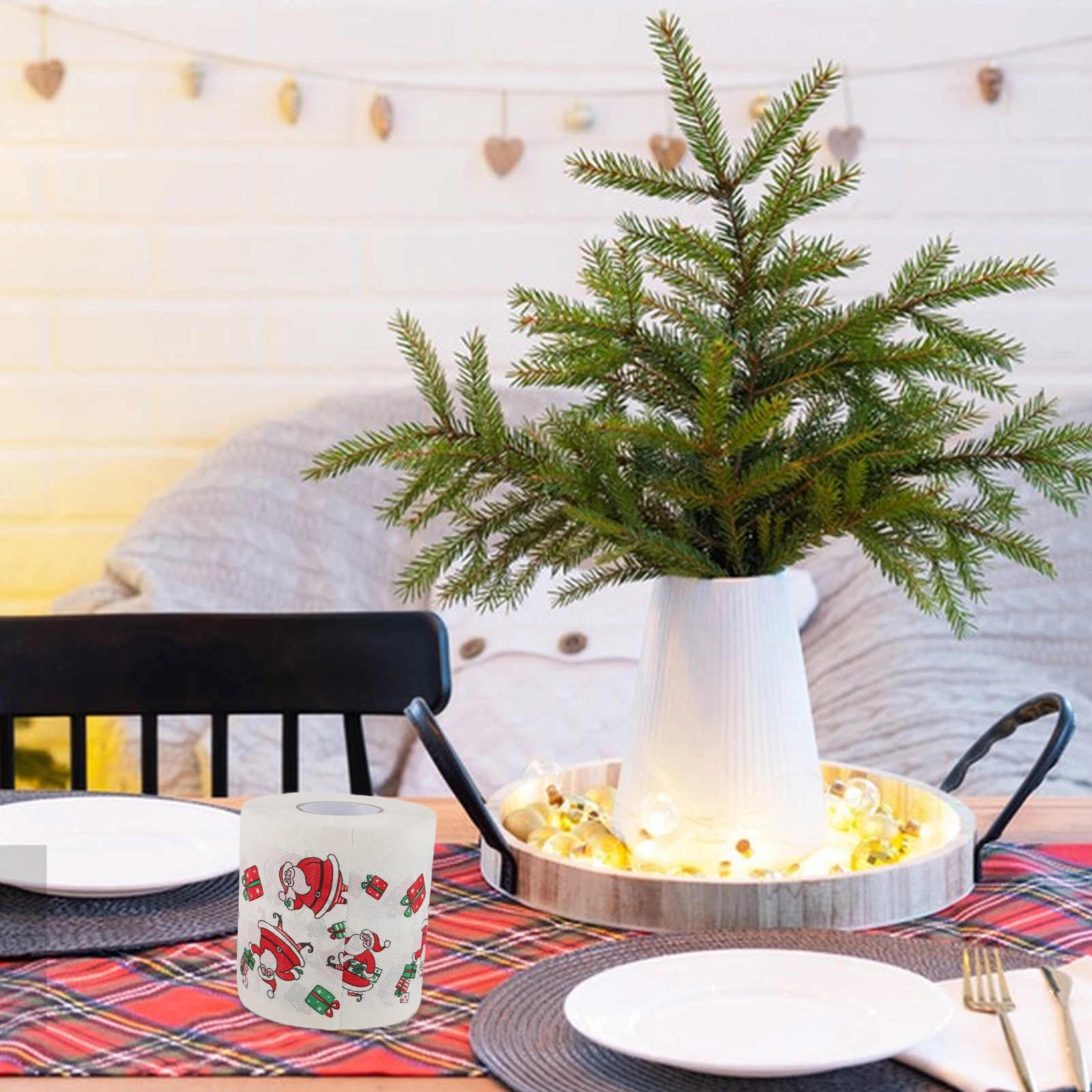 4-rollen kerstoiletpapier dik dubbellaags vrolijk kerstservetpapier grappige kerstman vakantie badkamerbenodigdheden