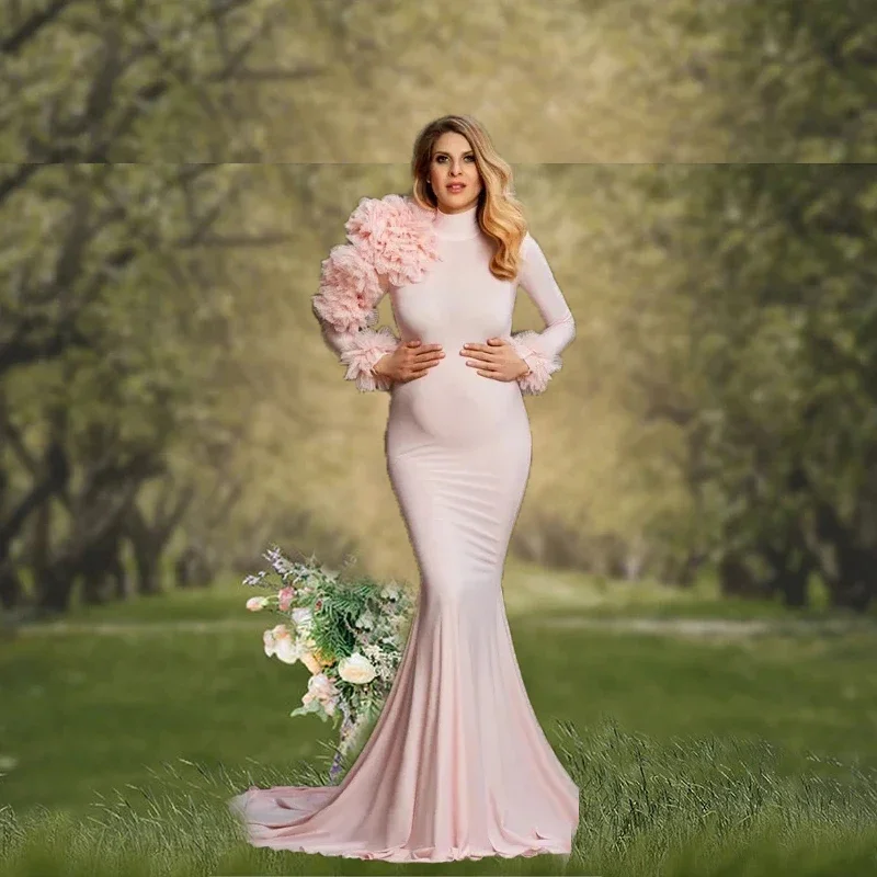 Pink maternity dress for baby shower, pregnancy photoshoot dresses платье платье для беременных فساتين حوامل