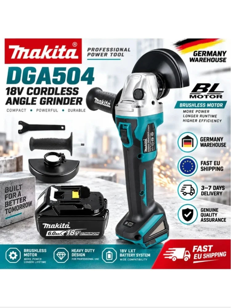 Makita DGA504 18V Akku Bürstenloser Elektrischer Winkelschleifer 125mm Kabelloser Schleifer Metall Holz Schleifen Polieren Schneiden