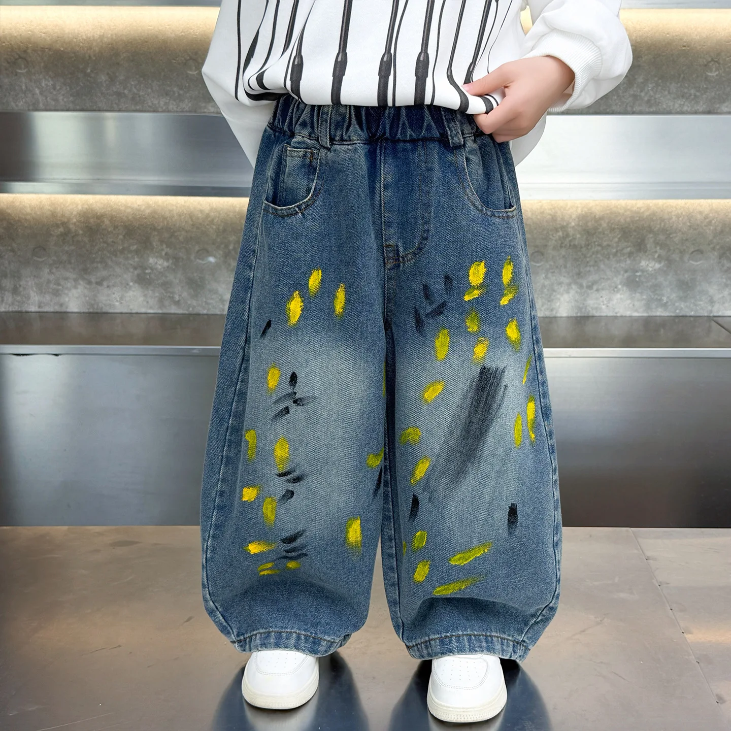 Special design Children Scrawl Trousers Casual Boys Jeans Spring Autumn Streetwear Kids Denim Pants 3-13Years