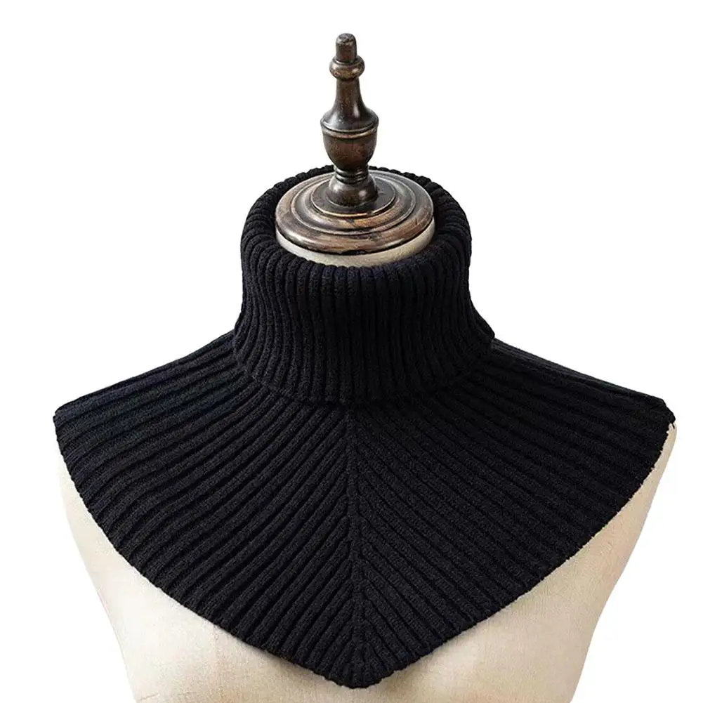 Women Winter Knitted Cotton Fake Collar Scarf Women Warm Turtleneck Neck Warmer Detachable Winter Windproof Scarf 36*28cm