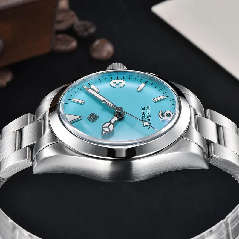 TERAMI NEW Classic MIN Dial 36MM Men Automatic Mechanical Watches HN35 Sapphire Crystal 200M Waterproof HD Green Lume Wristwatch